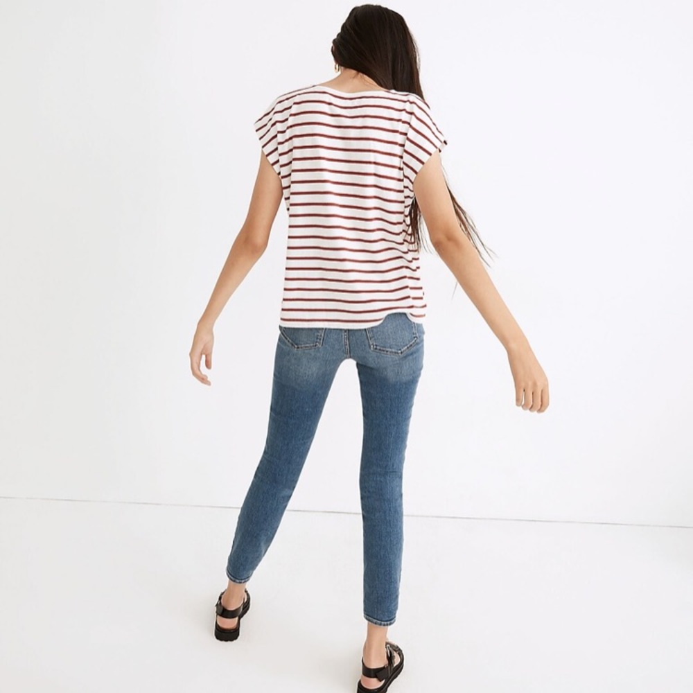 Madewell Rust Shoulder Striped Tee - Picture 3 of 9